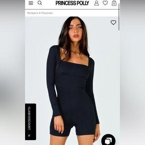 Princess Polly Sara Romper Black